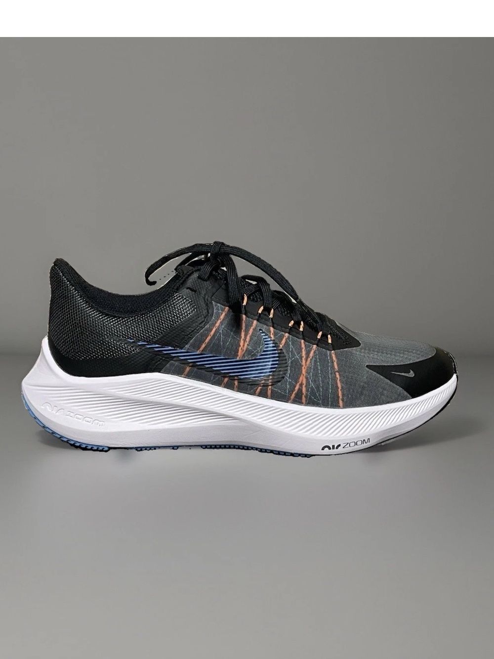 Nike Air Zoom Winflo 8 Men's Black/Gray/Blue Running Shoes Size 7